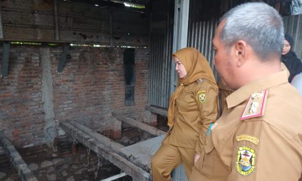 Walikota Eva Dwiana meninjau lokasi banjir di Kelurahan Campang Jaya