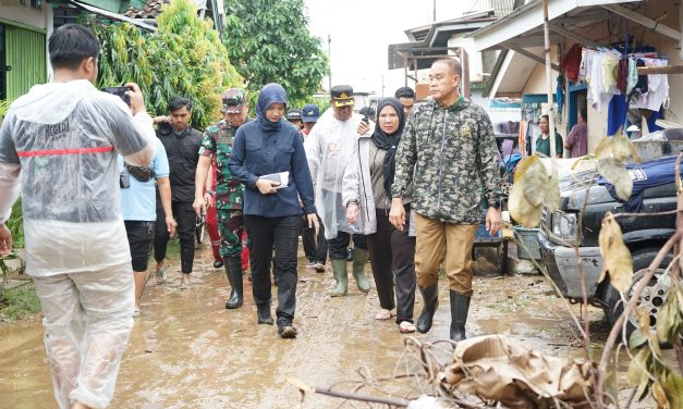 Walikota Bandar Lampung Eva Dwiana Meninjau lokasi terdampak banjir di kecamatan panjang